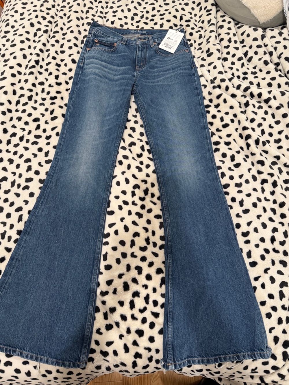 Etica Flare Jeans in Mid Blue Wash